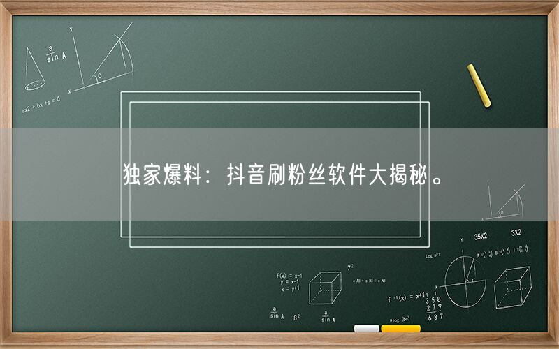 独家爆料：抖音刷粉丝软件大揭秘。