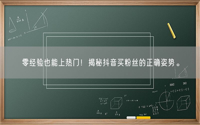 零经验也能上热门！揭秘抖音买粉丝的正确姿势。