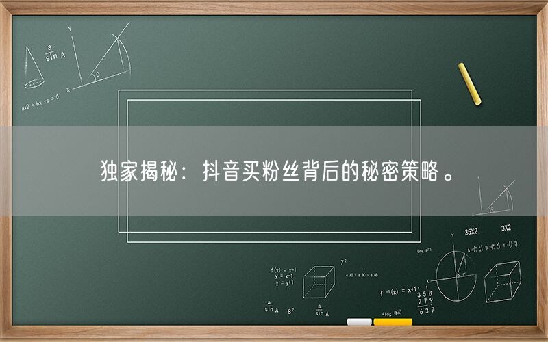 独家揭秘：抖音买粉丝背后的秘密策略。