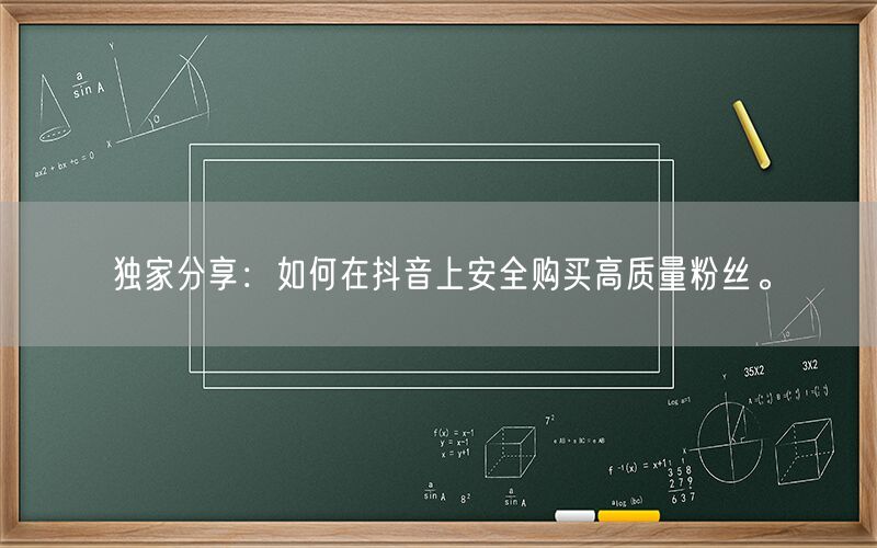 独家分享：如何在抖音上安全购买高质量粉丝。