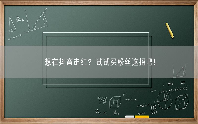 想在抖音走红？试试买粉丝这招吧！