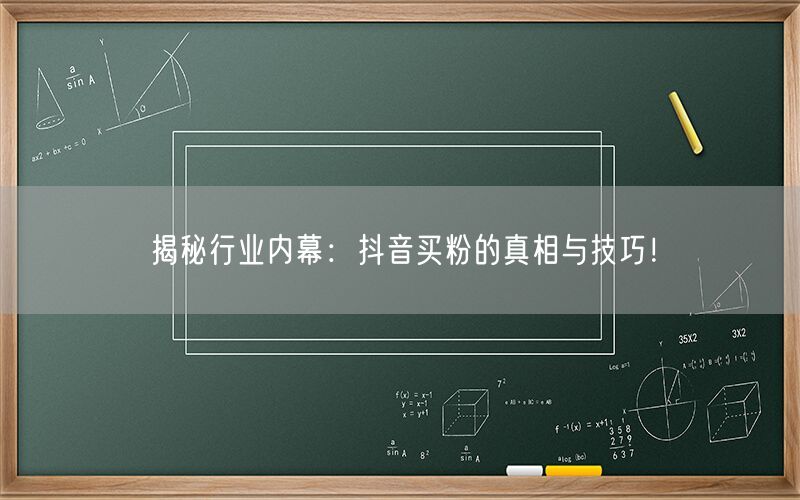 揭秘行业内幕：抖音买粉的真相与技巧！