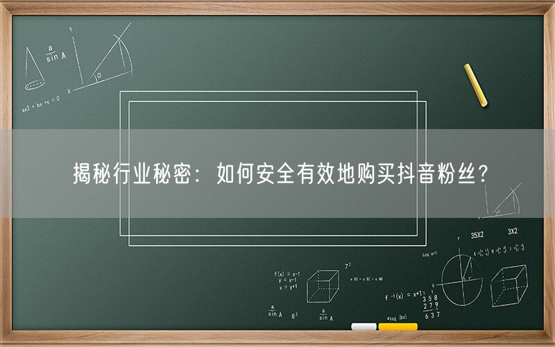 揭秘行业秘密：如何安全有效地购买抖音粉丝？