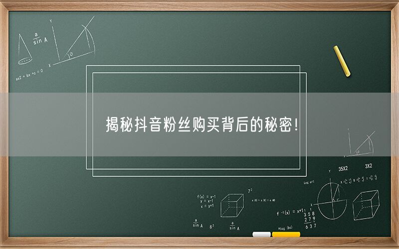 揭秘抖音粉丝购买背后的秘密！