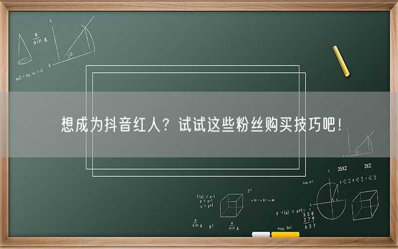 想成为抖音红人？试试这些粉丝购买技巧吧！
