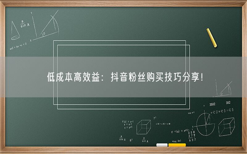 低成本高效益：抖音粉丝购买技巧分享！