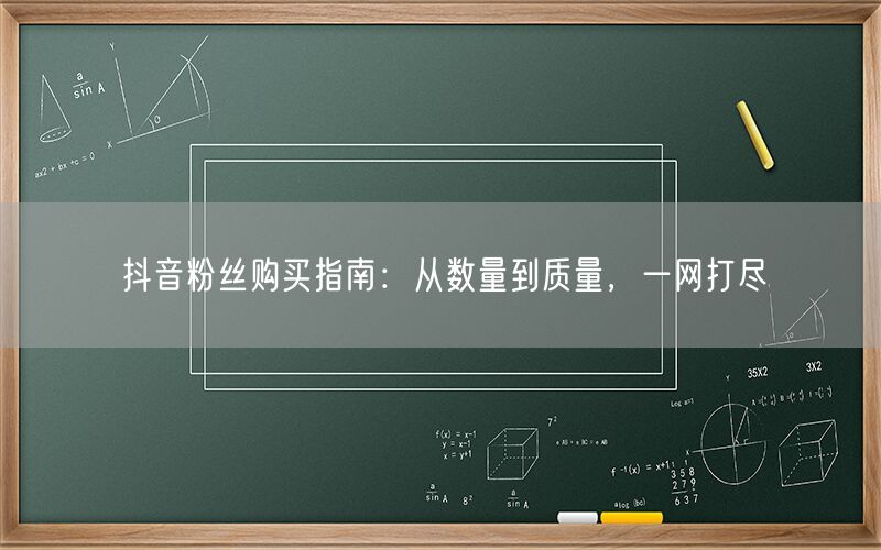 抖音粉丝购买指南：从数量到质量，一网打尽
