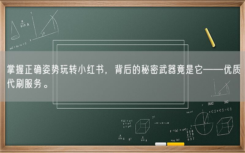 掌握正确姿势玩转小红书，背后的秘密武器竟是它——优质代刷服务。